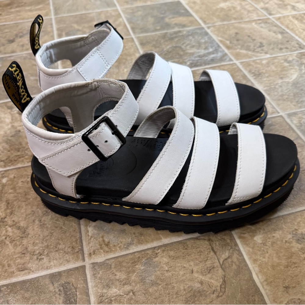Dr. Martens White and Black Platform Strappy Sandals - Picture 5 of 13